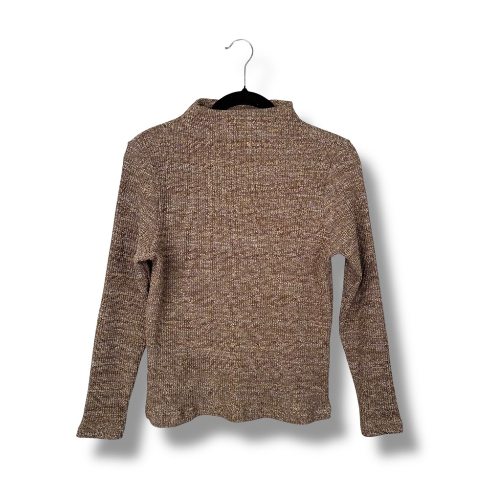 Rita Row Knit Mock Neck Long Sleeve Top Tan Brown Neutral Womens Size S